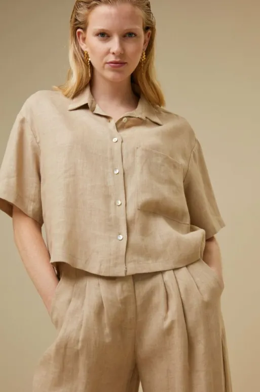 By bar Blouses*cris linen blouse | latte