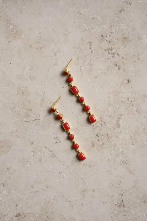 By bar Earrings*pd nolan earring | red