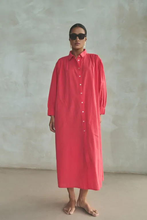 By bar Dresses*shirt dress | poppy red