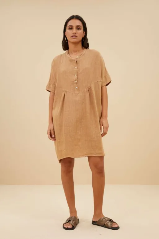 By bar Dresses*tais linen dress | caramello